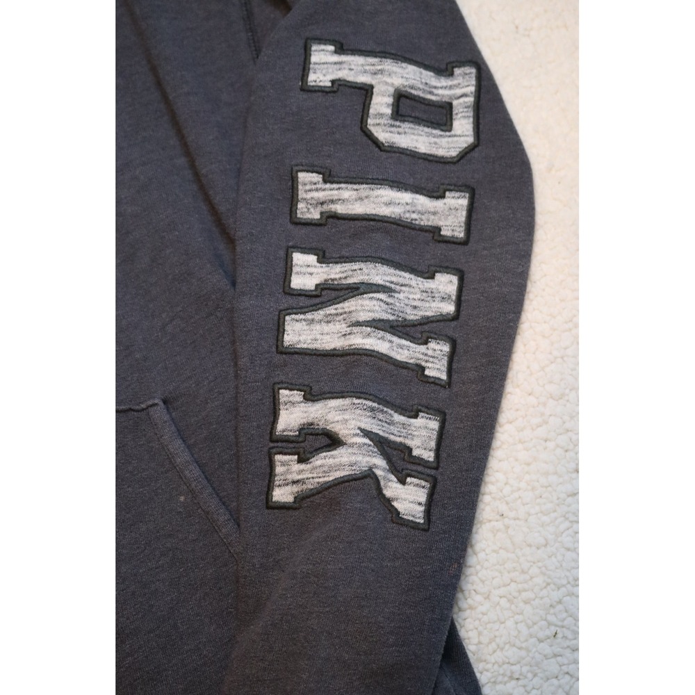 Victoria's Secret PINK Quarter Zip Pullover Sweatshirt Gray Logo XS - Picture 2 of 6